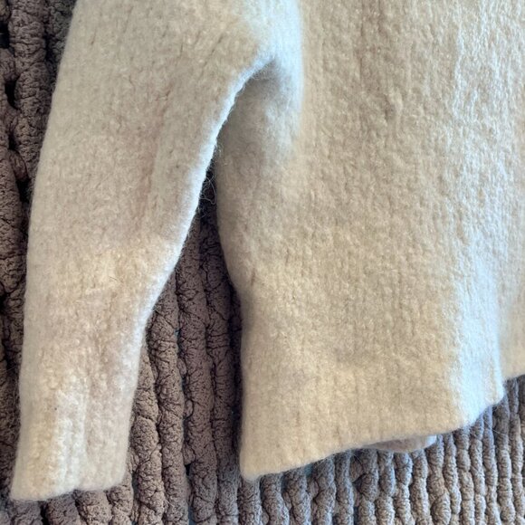 Mango Suit Woman's Organic & Alpeca Wool Cream CroppedSweater Size XXS - Picture 3 of 13